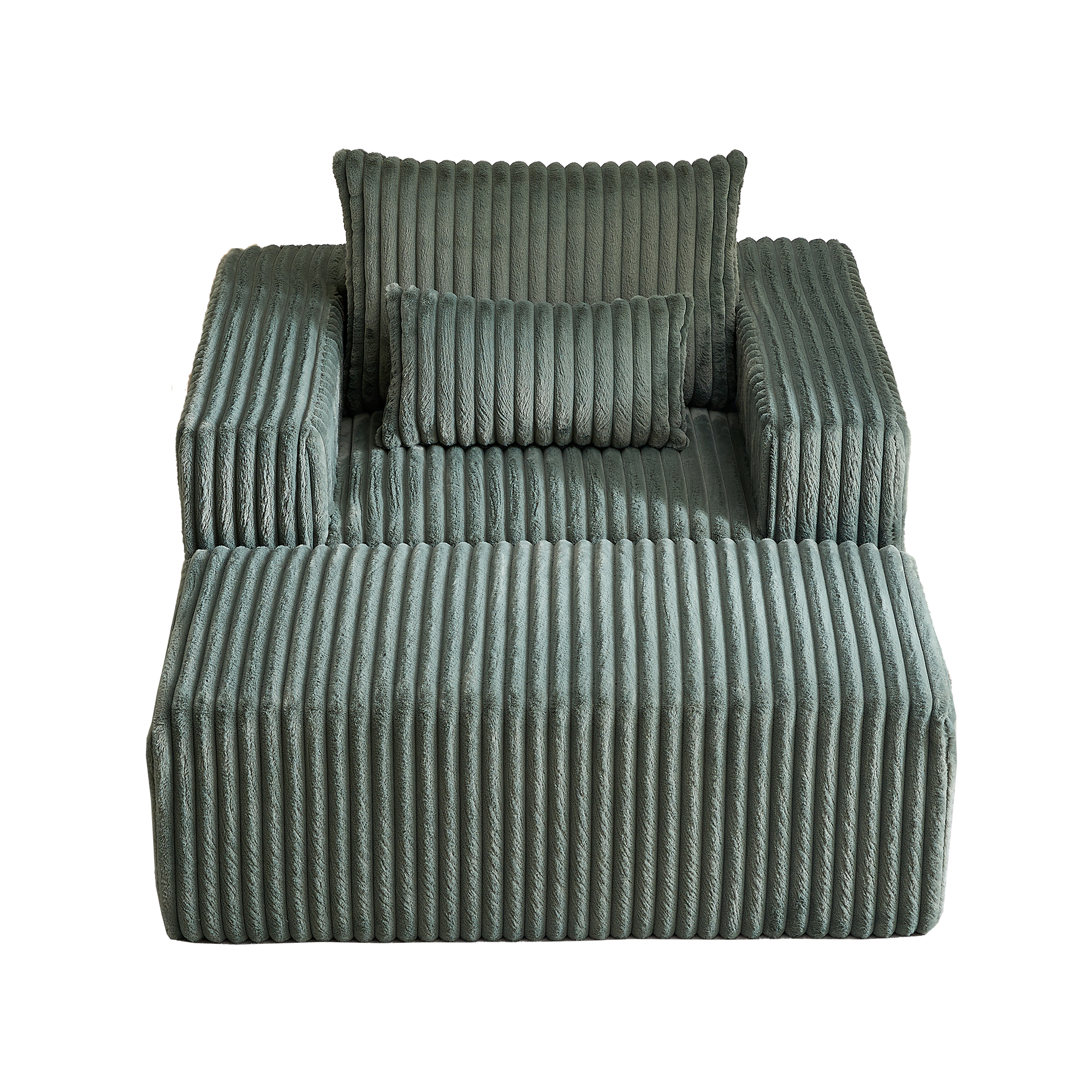 62.5 Inch Corduroy Sponge Sofa Lounge Chair With Removable Footrest,No Assembly Required,Fluffy Modern Sleeper Chair For Indoor Living Room Bedroom Army Green Foam Corduroy 1 Seat