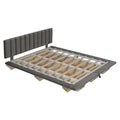 Queen Size Upholstered Floating Bed With Led Light And Usb Port, Velvet, Gray, Hydrualic Platform Bed Queen Gray Velvet