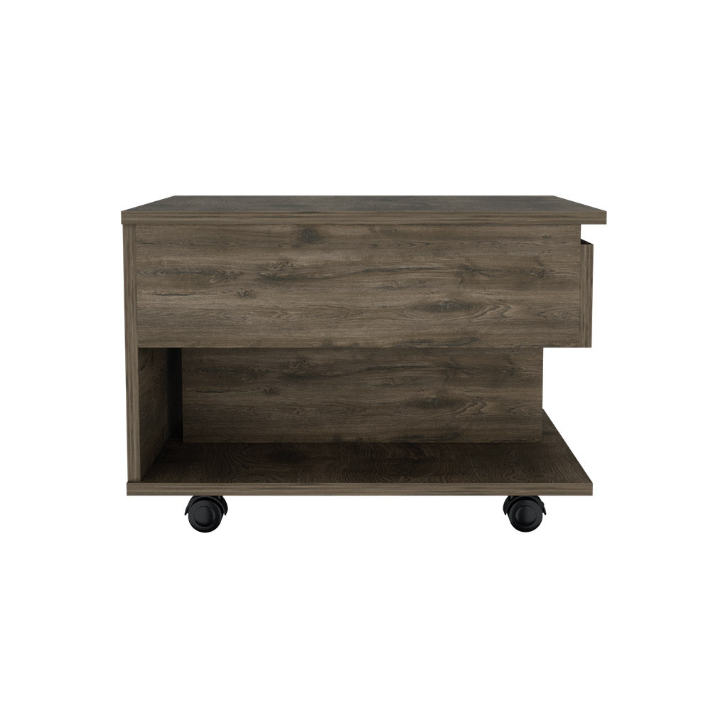 Luanda Lift Top Coffee Table, Casters, One Shelf Dark Brown Brown Freestanding Rectangular Coffee & End Tables Rectangular Particle Board Particle Board