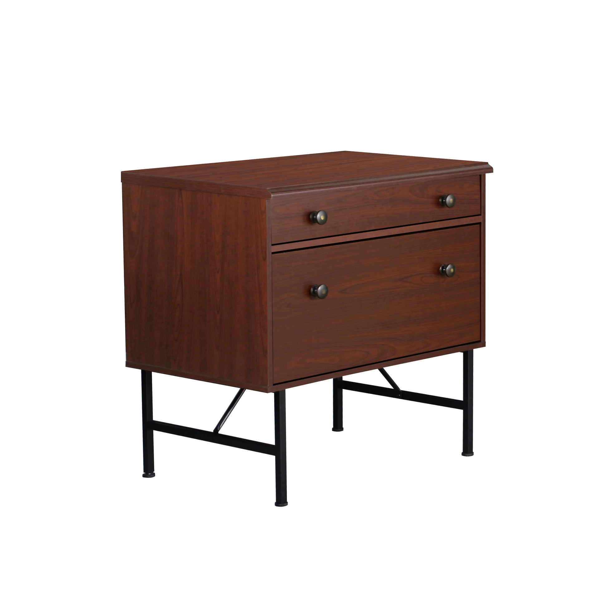 Lateral File Drawer Cherry Wood File Cabinet With 2 Drawers Contemporary Metal Hardware, Legal And A4 Storage, Scratch Resistant Surface Cherry Solid Wood