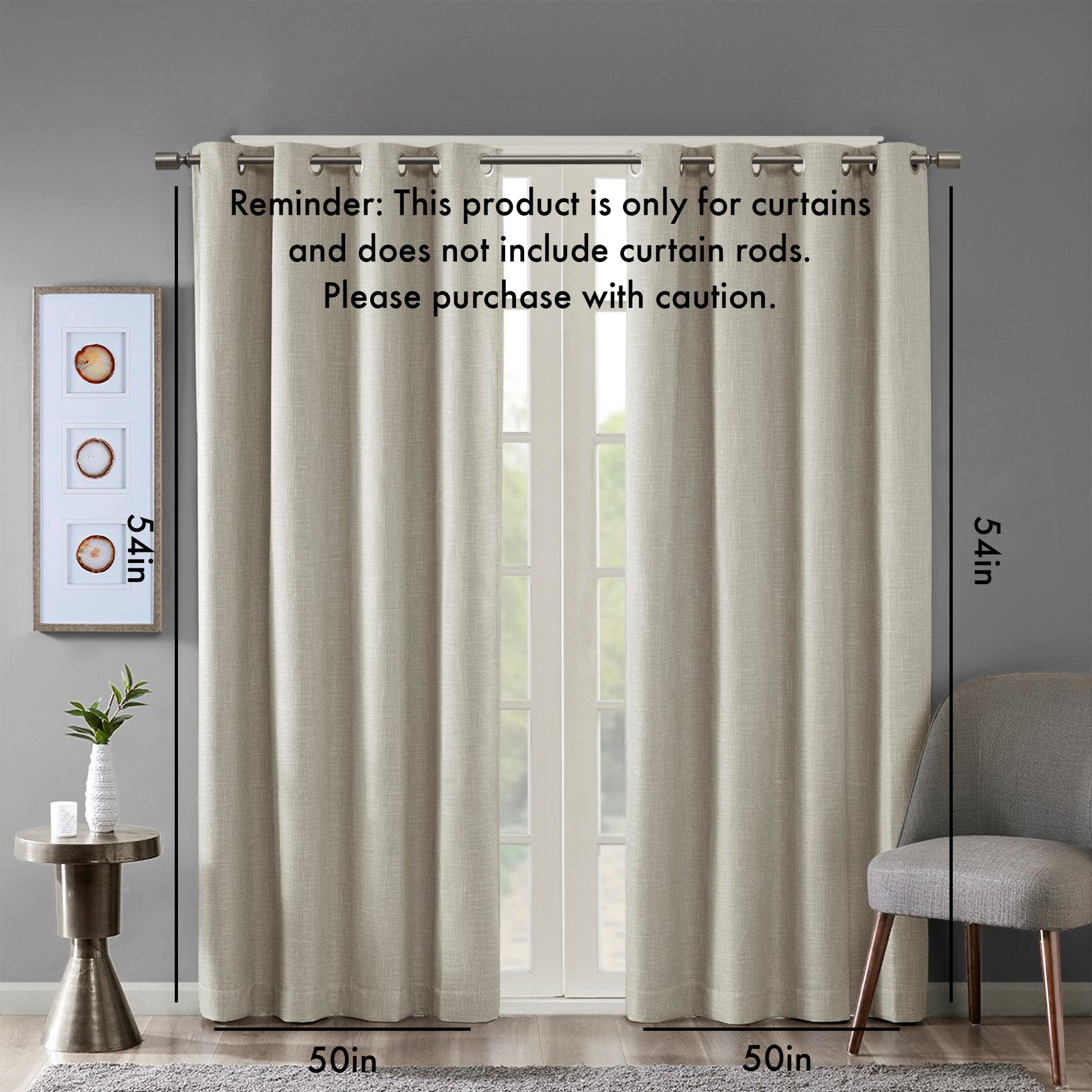 Printed Heathered Blackout Grommet Top Curtain Panel Only 1 Pc Panel Taupe Polyester