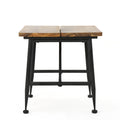 Ocala Inductrial Wood Metal End Table Black Acacia Wood