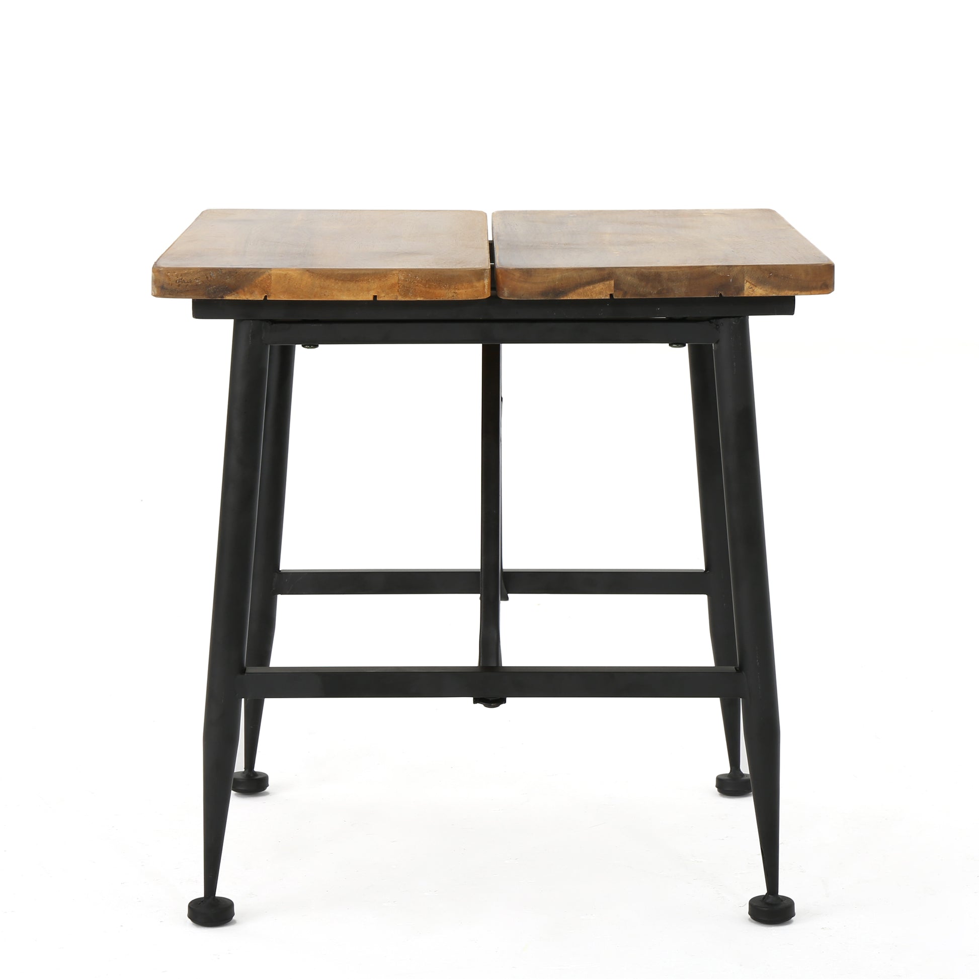 Ocala Inductrial Wood Metal End Table Black Acacia Wood