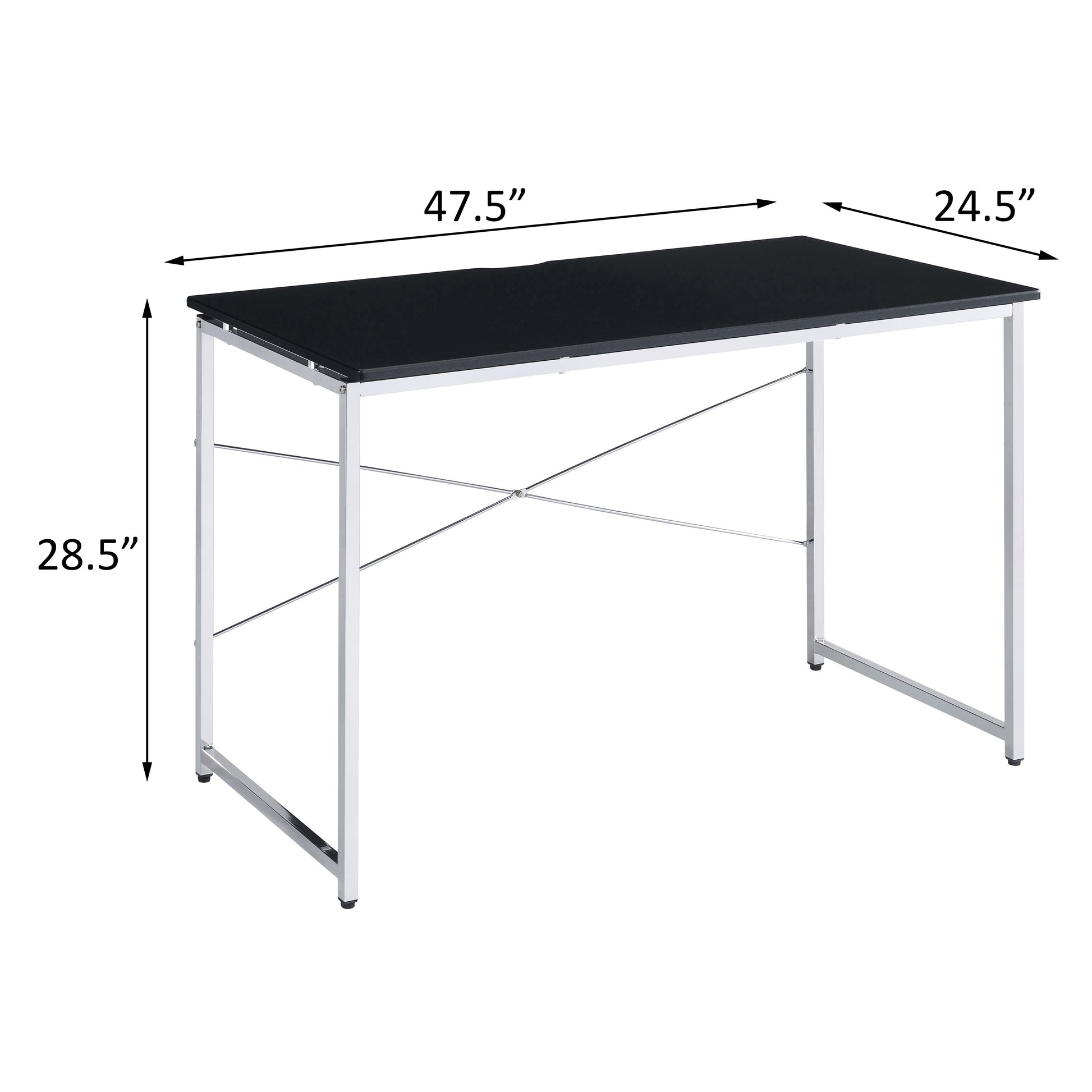 Black And Chrome Vanity Desk Black Silver Bedroom Modern Wood Metal