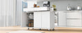 K&K 53.2'' Kitchen Island With Drop Leaf, Kitchen Storage Cart With Spice Rack, Towel Rack And 2 Drawers, Rolling Kitchen Island On Wheels With Adjustable Shelves For Kitchen, Dining Room, White White Brown Kitchen Artsy,Casual,Classic,Minimalist,Modern