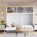 Queen Size Murphy Bed Wall Bed With Top Cabinets,White Queen White Plywood