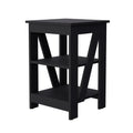 Clio Auxiliary Table, With Two Shelves Black Primary Living Space Pine Bookcase Rectangular Particle Board Engineered Wood