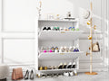 White Two Flip Shoe Cabinet White Wood