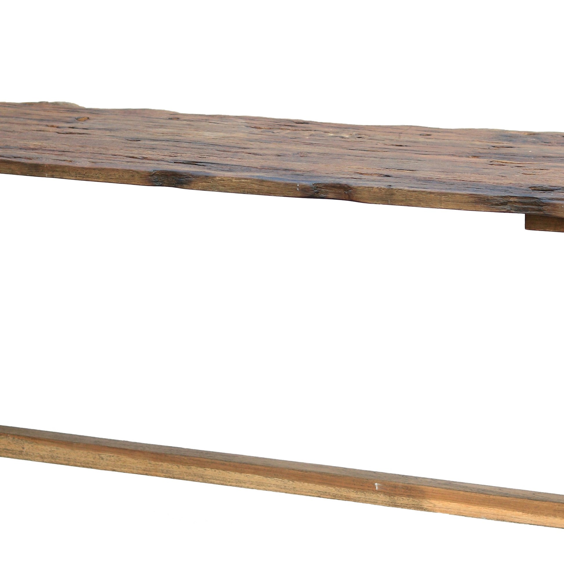 87 Inch Rustic Console Table, Live Edge Wood, Distressed Brown Brown Wood