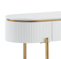 White High Gloss And Gold Sofa Table With Metal Leg White Gold Primary Living Space Drawers Oval Wood Metal