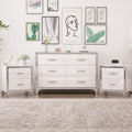 3 Pieces Sets,Dresser And Two Nightstands With Metal Handles And Mirror Decoration, Elegant And Subtle,White White 3 Piece Set Mdf