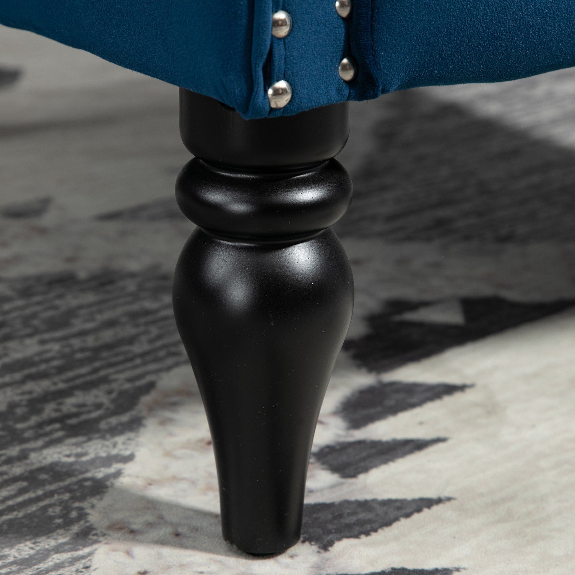 Coolmore Wood Frame Armchair, Modern Accent Chair Lounge Chair With Sturdy Wood Legs For Living Room Bedroom Navy Navy Foam Velvet