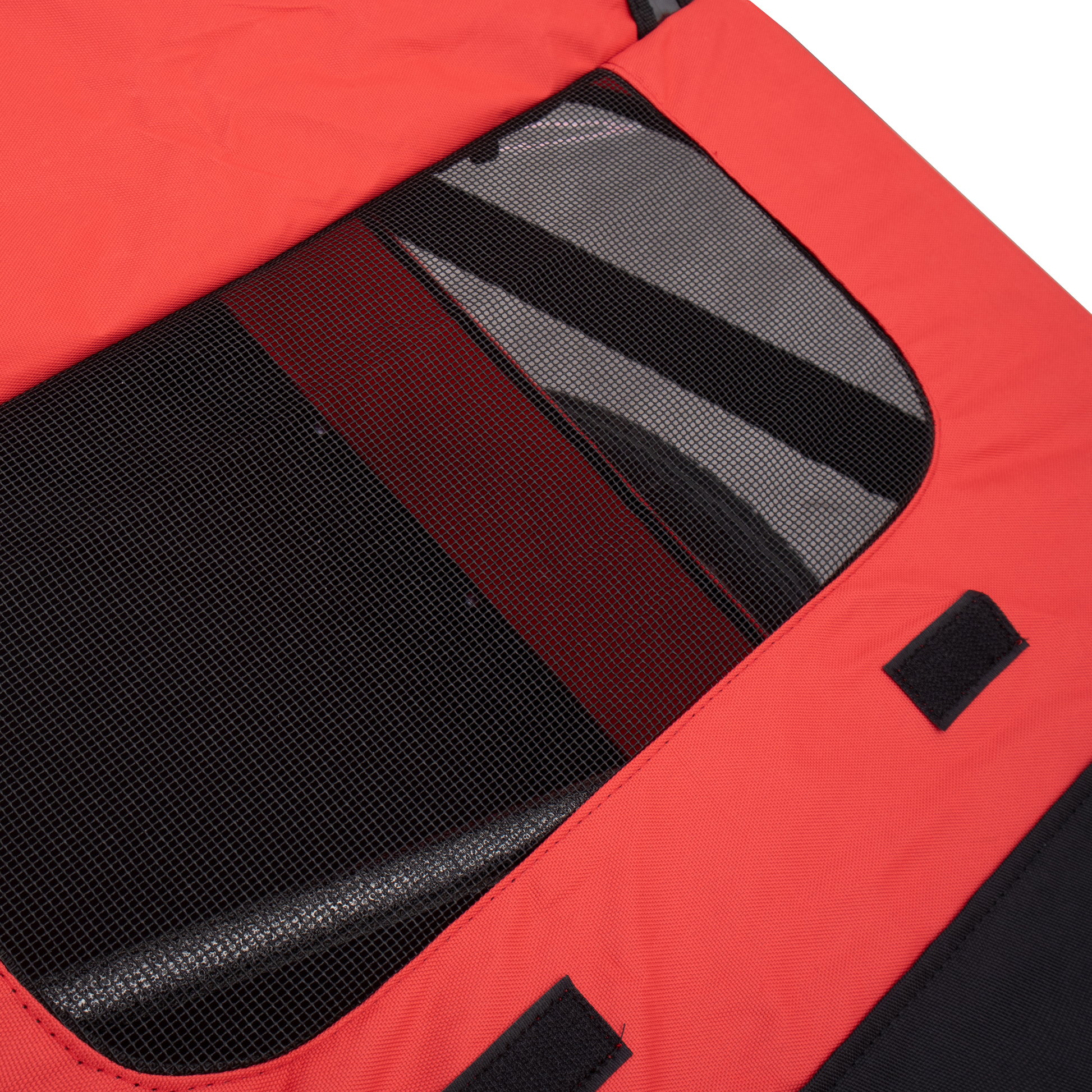 Dog Bike Trailer,Mesh Dog Cart With 3 Entrances, Safety Flag, 8 Reflectors, Folding Pet Carrier Wagon With 20 Inch Wheels, Bicycle Carrier For Medium And Small Sized Dogs Red Black Fabric Steel