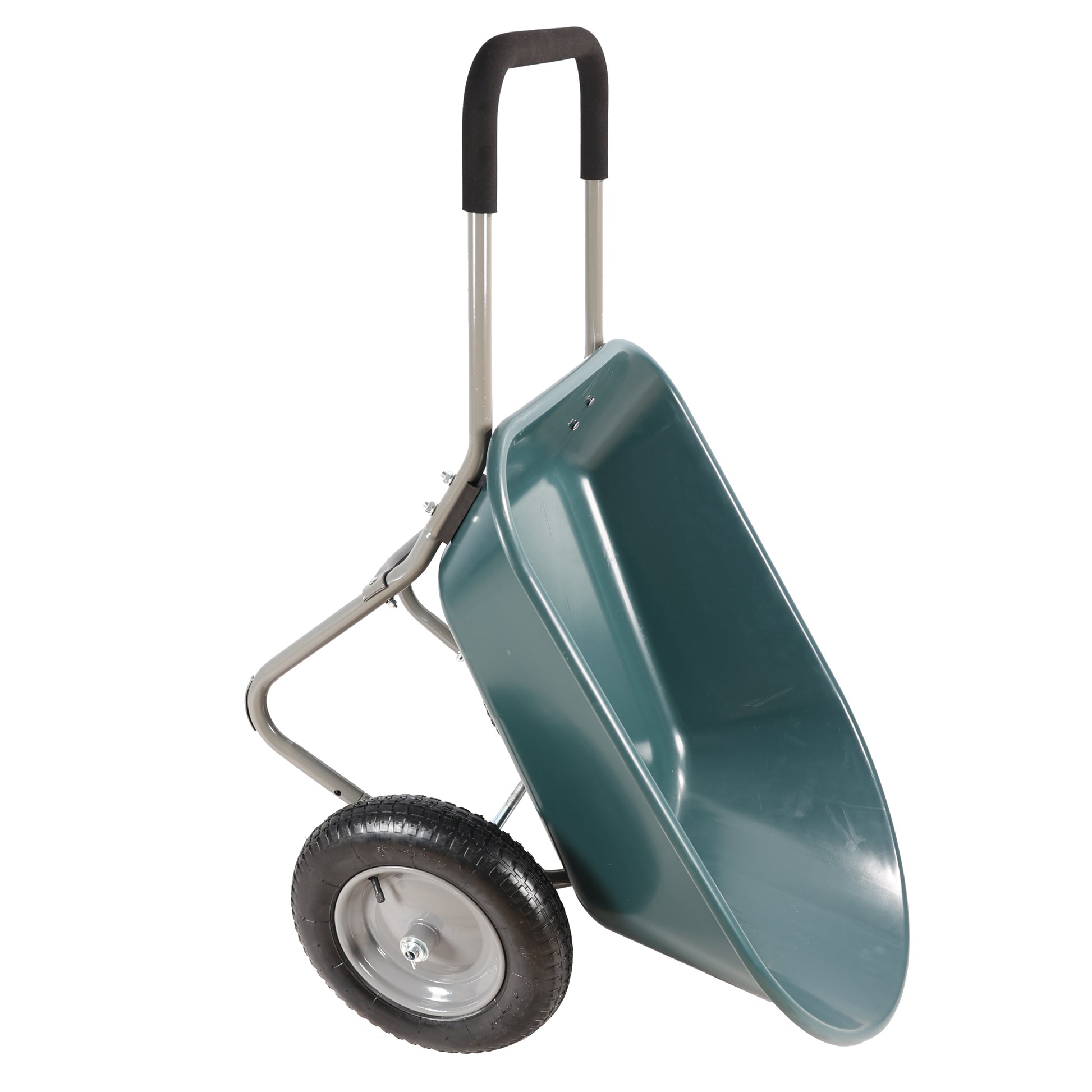 Wheel Barrow Two Wheeled Trolley For Green Garden 15 Inch Pneumatic Wheel Wb1001Gn Green Abs Steel Q235