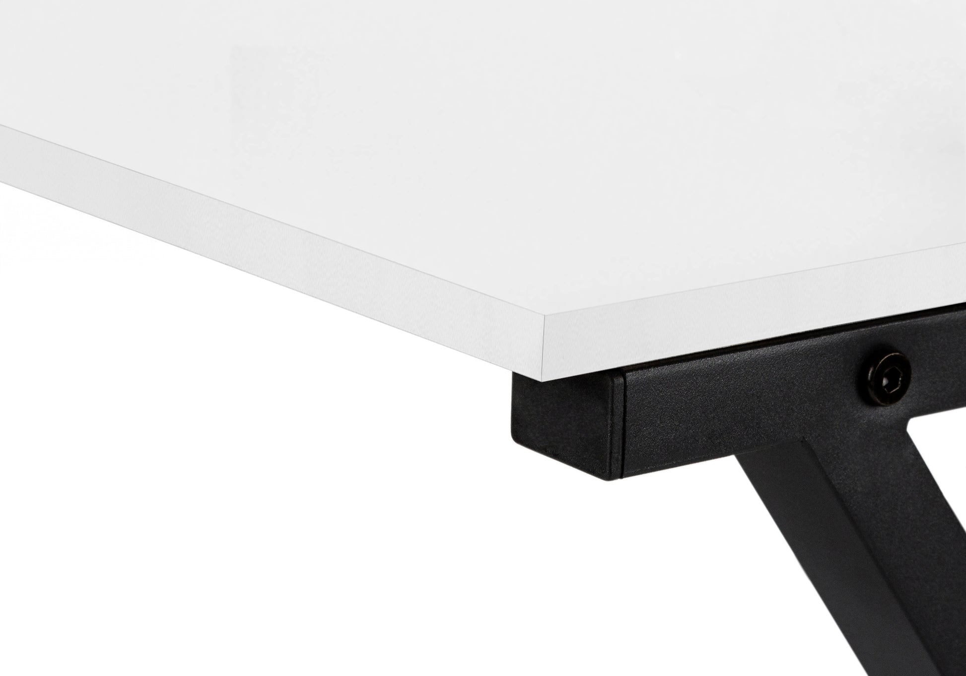 Computer Desk, Home Office, Corner, 55"L, L Shape, Work, Laptop, White Laminate, Black Metal, Contemporary, Modern White Mdf