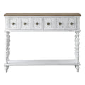 Dark Charcoal And Antique White Console Table White Primary Living Space Rubberwood Drawers Rectangular Wood