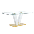 Large Modern Minimalist Rectangular Glass Dining Table For 4 8 People With 0.39