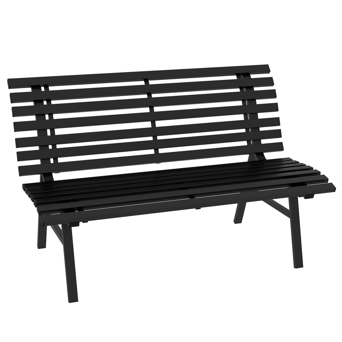 Outsunny 48.5" Garden Bench, Outdoor Patio Bench, Lightweight Aluminum Park Bench With Slatted Seat For Lawn, Park, Deck, Black Black Aluminum
