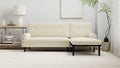 Ivory Corduroy Sectional Sofa: Convertible 3 Seater Sofa, L Shaped Sofa, And Bed Ivory Velvet Metal Primary Living Space Medium Soft Loose Back Pillow Top Arms Foam Fabric Metal 3 Seat