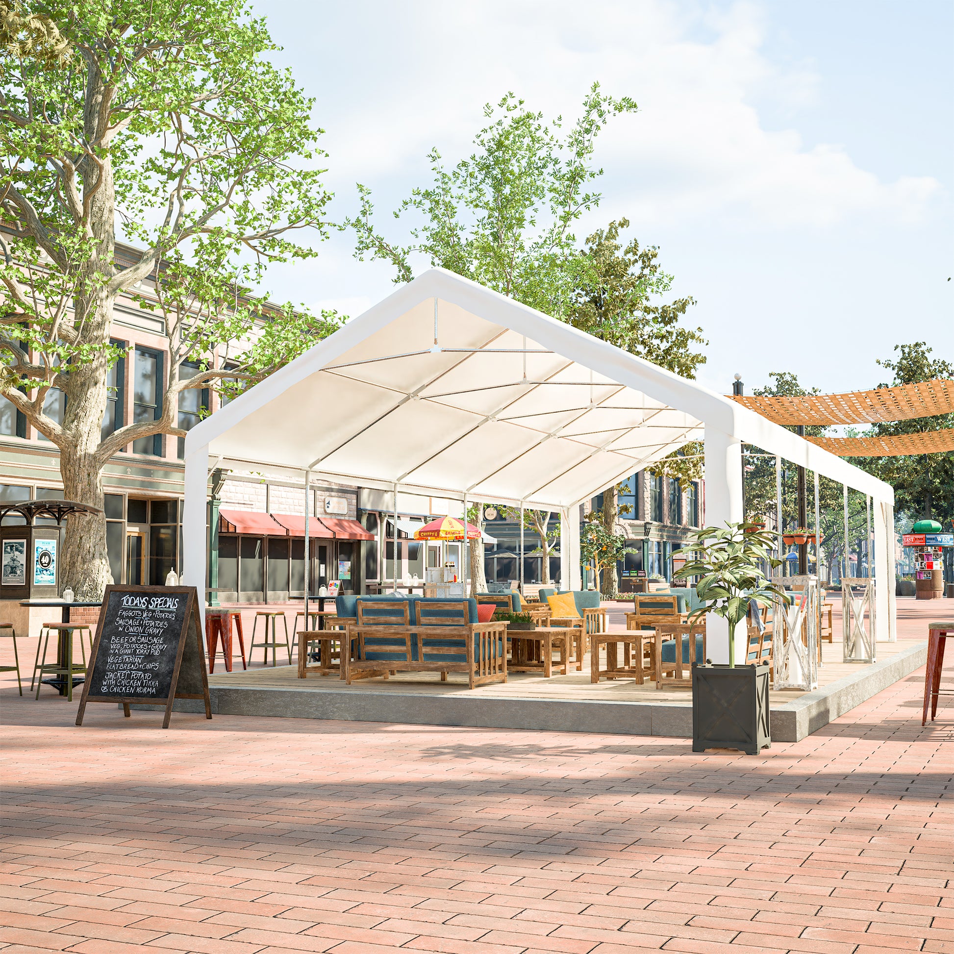 16X32Ft Party Tent Heavy Duty, Large Wedding Event Shelters With 3 Storage Bags & Removable Sidewalls, Outdoor Canopy Gazebo Commercial Tents For Parties Carport Camping Garden Patio White Metal