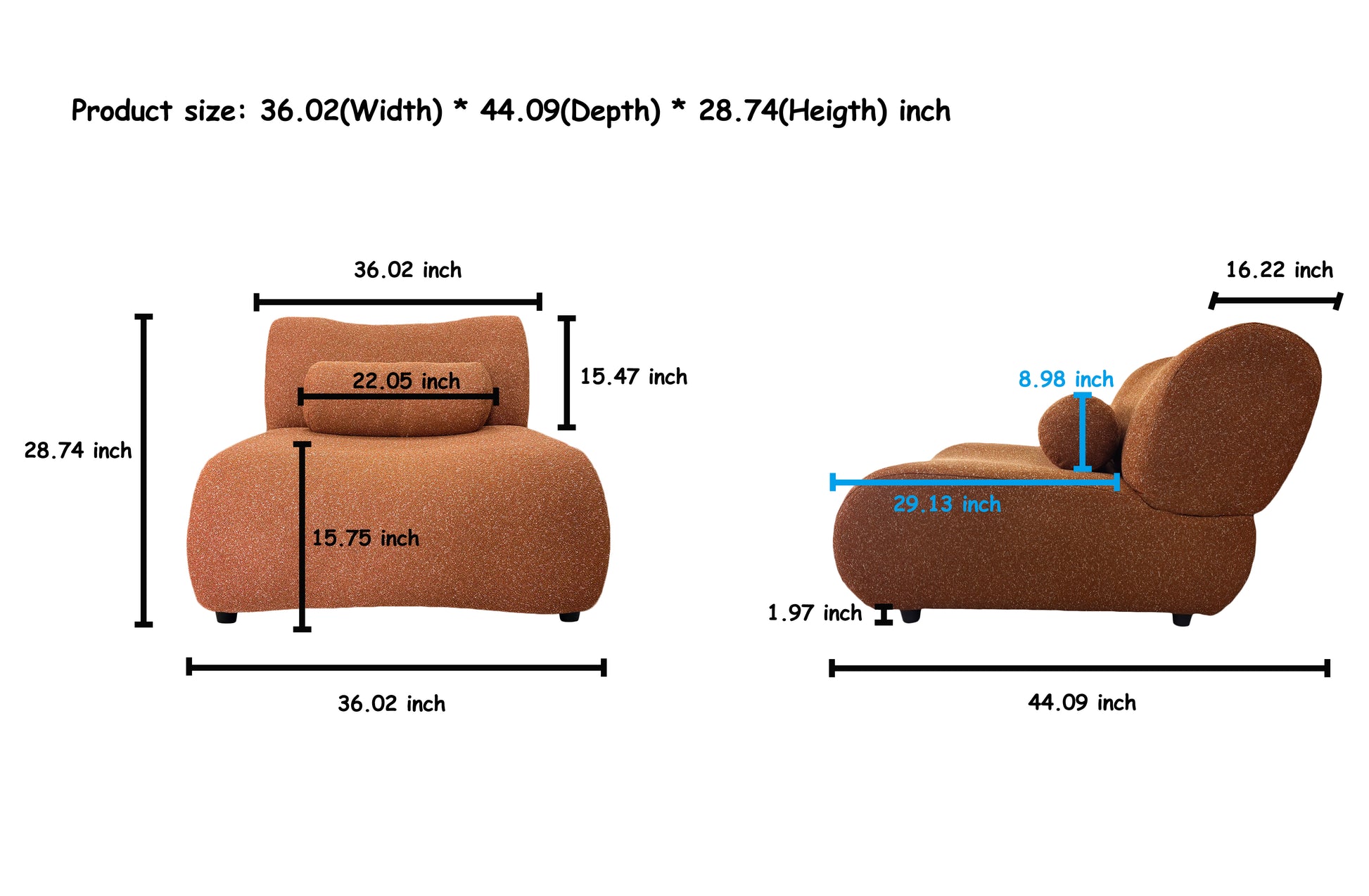 Contemporary Orange Chenille Modular Sofa Set 6 Piece Sectional Couch With Moveable Headrests And Plush Cylindrical Pillows Ideal For Modern Living Rooms, Adjustable For Any Space Orange Chenille 6