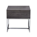 Grey Oak And Chrome Storage End Table - Oak