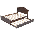 Full Size Wood Platform Bed With Headboard And Twin Size Trundle, Cappuccino Box Spring Not Required Full Cappuccino Wood Bed Frame Solid Wood Mdf