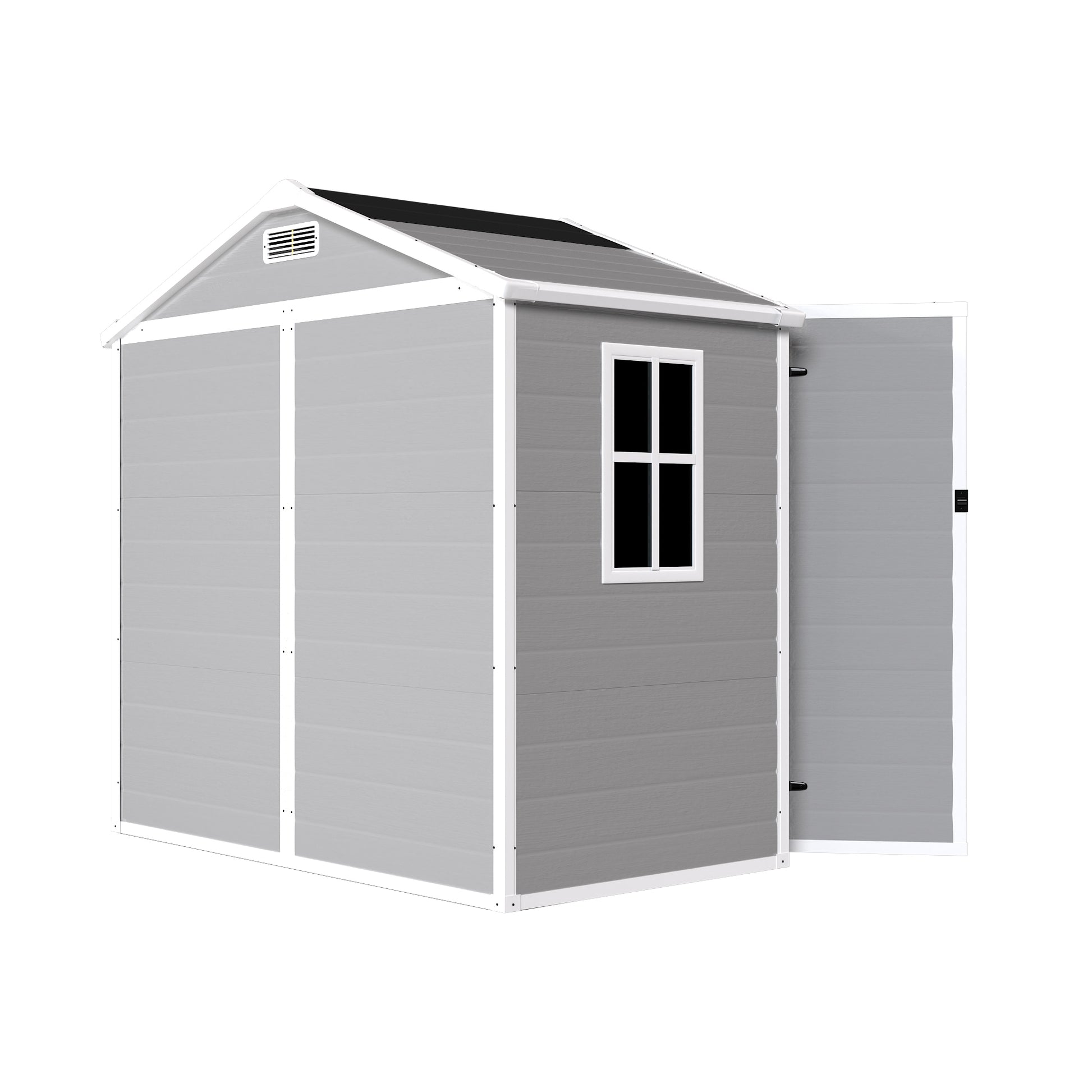 6' X 4.4' Resin Weather Resistant Outdoor Storage Shed With Floor For Garden,Backyard,Pool Tool, Light Grey Gray Polypropylene