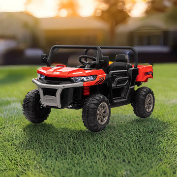 24V Ride On Truck 2 Seater Ride On Utv With 2X200W Motor Ride On Dump Truck With Dump Bed Shovel Ride On Car With Remote Control Electric Vehicle With Non Slip Tyre For Boys Girls Black Red Plastic