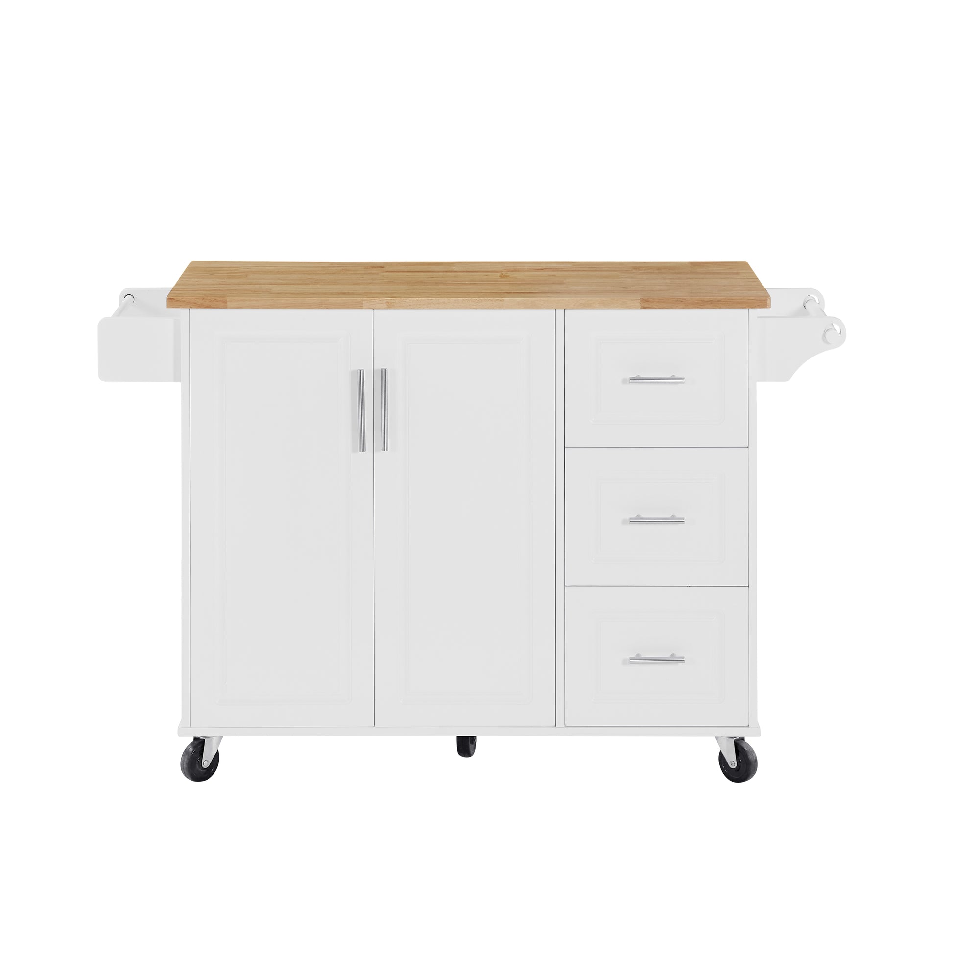 Kitchen Island With Drop Leaf Countertop, Rolling Kitchen Island Cartbarn Door Kitchen Island Table With Storage Cabinet And Tower Rack, Island Table On Wheels For Kitchen, White White White Rectangular Kitchen Carts Particle Board Medium 40 55In