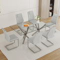 Table And Chair Set.Large Minimalist Rectangular Glass Dining Table For 6 8 With 0.39