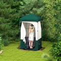 Outsunny Portable Shower Tent, Privacy Shelter, Camping Dressing Changing Tent Room With Solar Shower Bag, Floor And Carrying Bag, Green Green Oxford Fabric