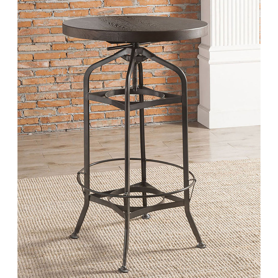 Walnut And Gunmetal Bar Table Walnut Primary Living Space Round Wood