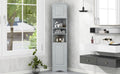 Multi Functional Corner Cabinet Tall Bathroom Storage Cabinet With Two Doors And Adjustable Shelves, Open Shelf, Grey Grey Mdf