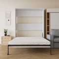 Morden Deisgn Full Size Vertical Murphy Bed For Bedroom Or Guestroom White Wall Bed Space Saving Hidden Bed White Mdf