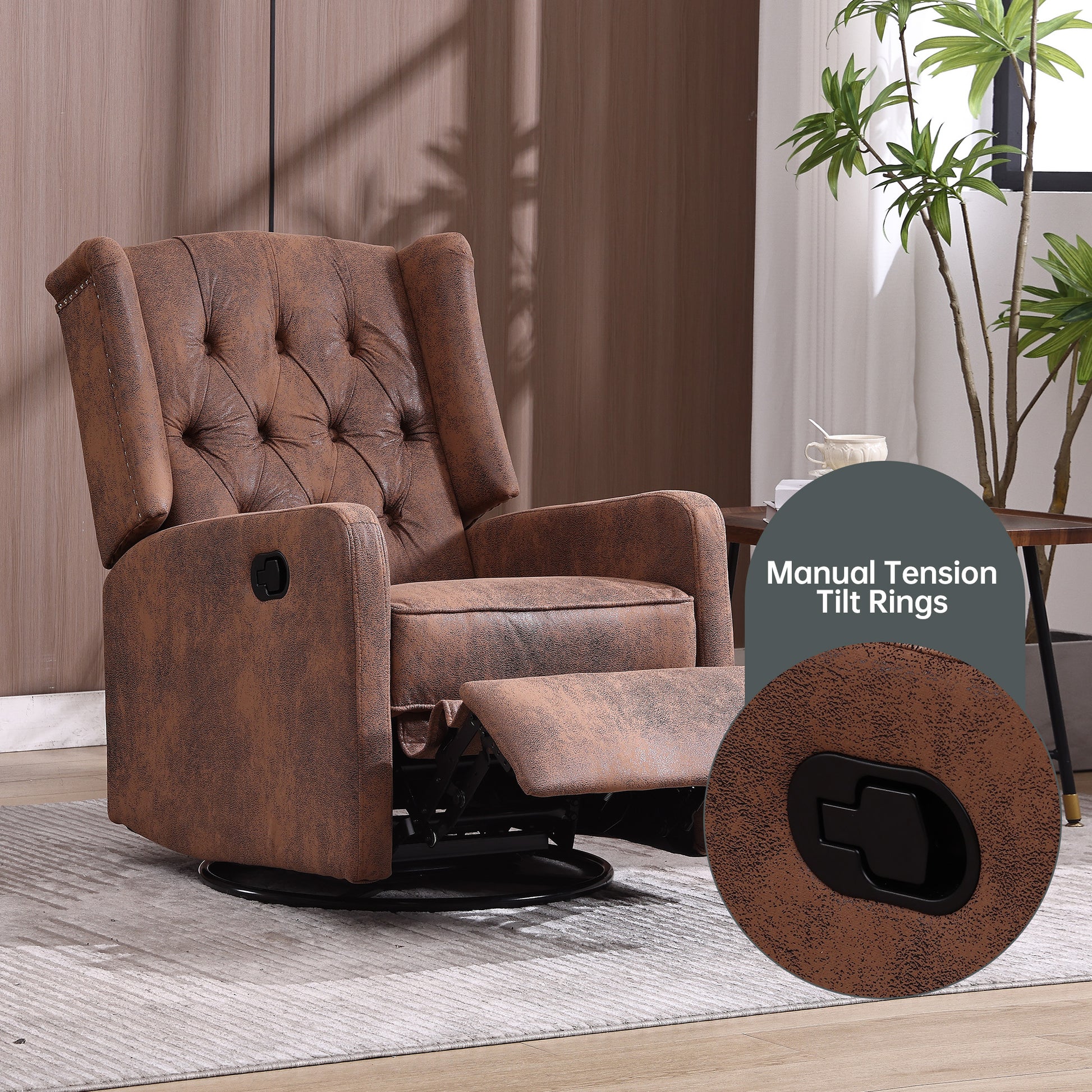 Coolmore Rocking Recliner Chair,360 Degree Swivel Nursery Rocking Chai
