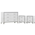 3 Pieces Sets,Dresser And Two Nightstands With Metal Handles And Mirror Decoration, Elegant And Subtle,White White 3 Piece Set Mdf