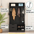 Hall Tree With 6 Hooks,Coat Hanger, Entryway Bench, Storage Bench,For Entrance, Hallwa,Black Black Mdf