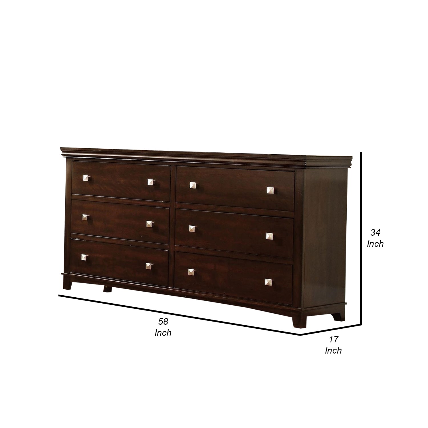 Designer Wooden Dresser In Transitional Style, Brown Cherry Brown Wood