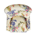 Paradise Upholstered Arm Chair, Off White Floral Printed On Cotton Beige Foam Fabric