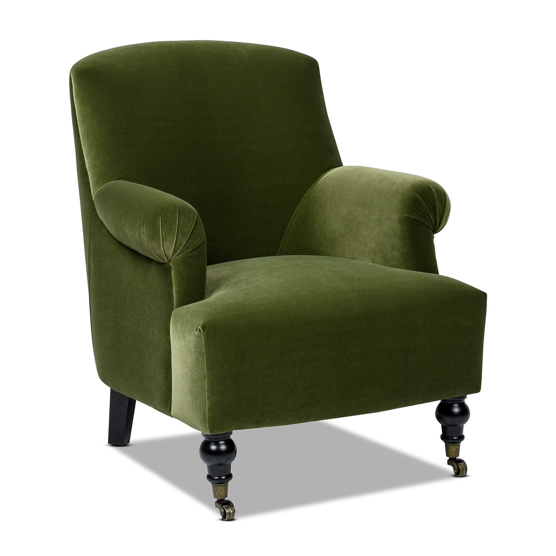 Eloise 30" Pleated Sock Arm Accent Armchair, Olive Green Performance Velvet Olive Green Foam Velvet