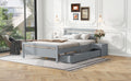 Full Size Wooden Platform Bed With 2 Storage Drawers And 2 Bedside Tables, Gray Full Gray Pine