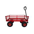 3 Cu. Ft. 300 Lbs. Capacity Removable Sides Metal Steel Mesh Heavy Duty Utility Wagon Outdoor Garden Cart In Red Red Steel