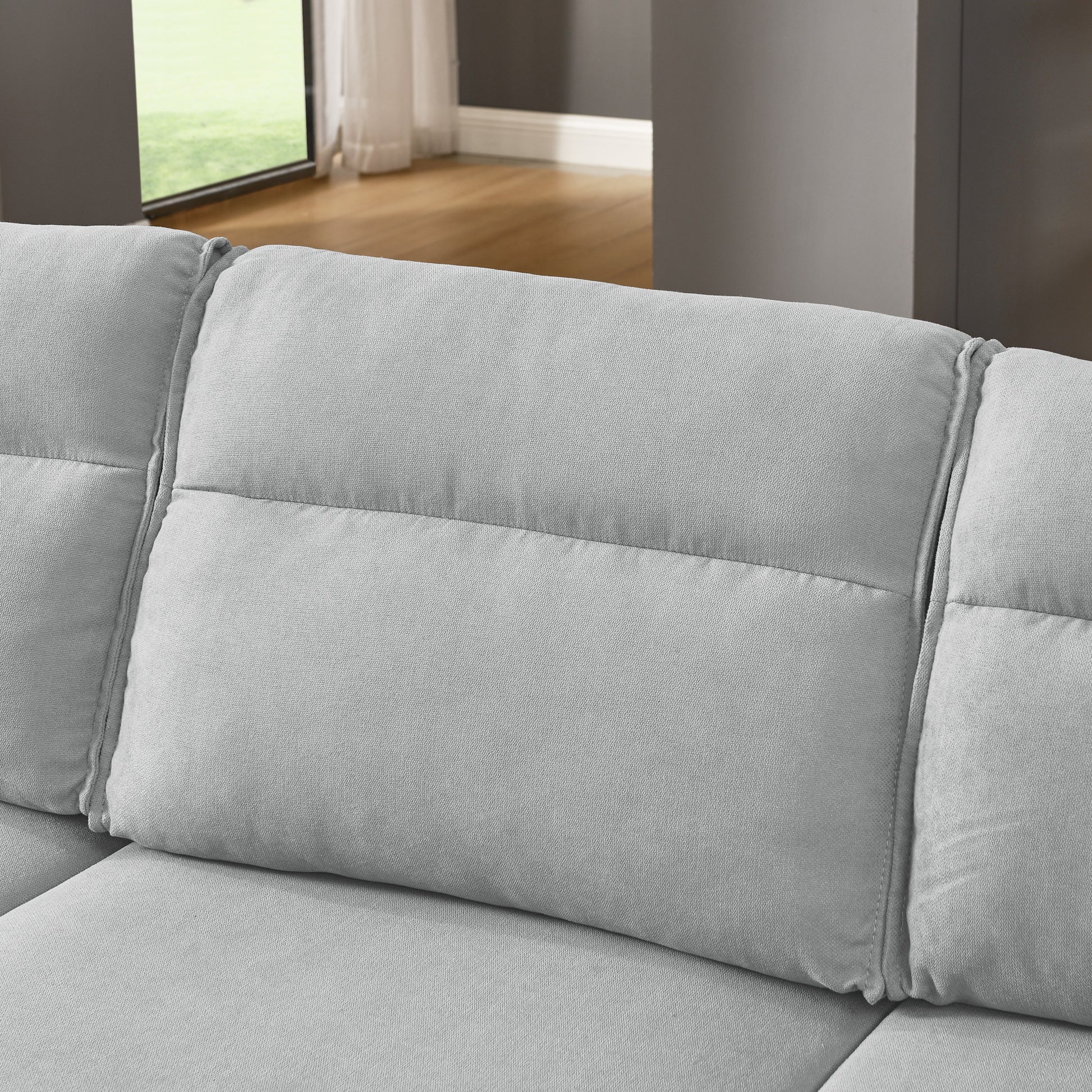 Modern Sofa 3 Seat Couch With Stainless Steel Trim And Metal Legs For Living Room,Gray Gray Foam 3 Seat