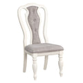 Grey And Antique White Padded Side Chair Set Of 2 Solid Grey White Dining Room Traditional Side Chair Solid Back Set Of 2 Wood Fabric