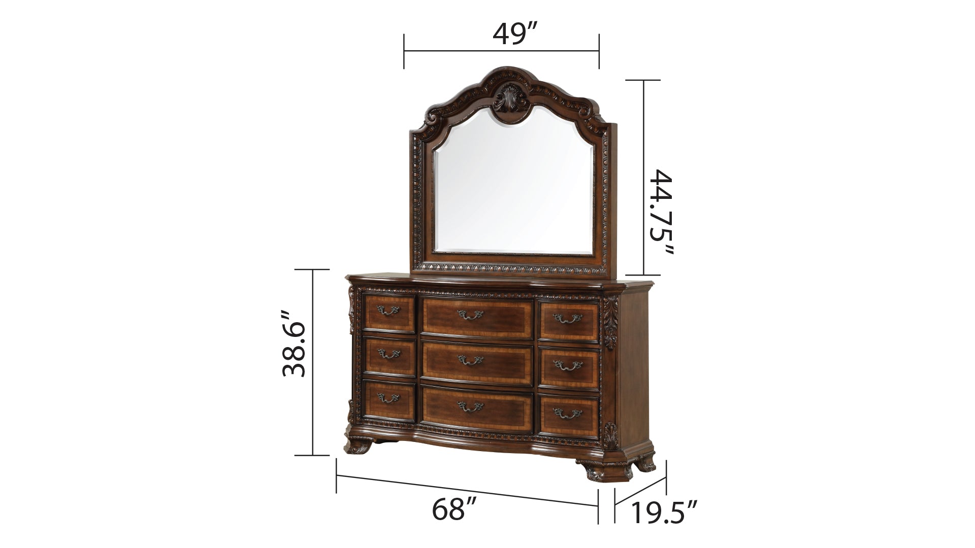 Traditional Style 9 Drawer Dresser With Metal Drawer Pulls Made With Wood In Dark Walnut Walnut Brown Bedroom Traditional Solid Wood Mdf Wood Traditional Style 9 Drawer Dresser With Metal Drawer Pulls Made With Wood In Dark Walnut Walnut Brown Bedroom Traditional Solid Wood Mdf Wood
