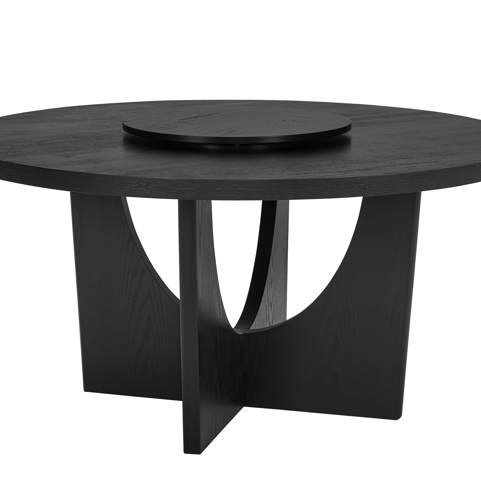 1Pc Modern Round Table Top Black Finish W Lazy Susan Wooden Dining Room Furniture Contemporary Black Seats 6 Dining Room Contemporary,Modern Round Round Kitchen & Dining Tables Wood Pedestal