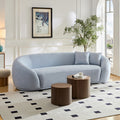 3 Seater Sofa Modern Combination Half Moon Casual Teddy Wool Sofa Curved Sofa, Blue Sky Blue Primary Living Space Medium Soft Delicate Duty Fabric 3 Seat