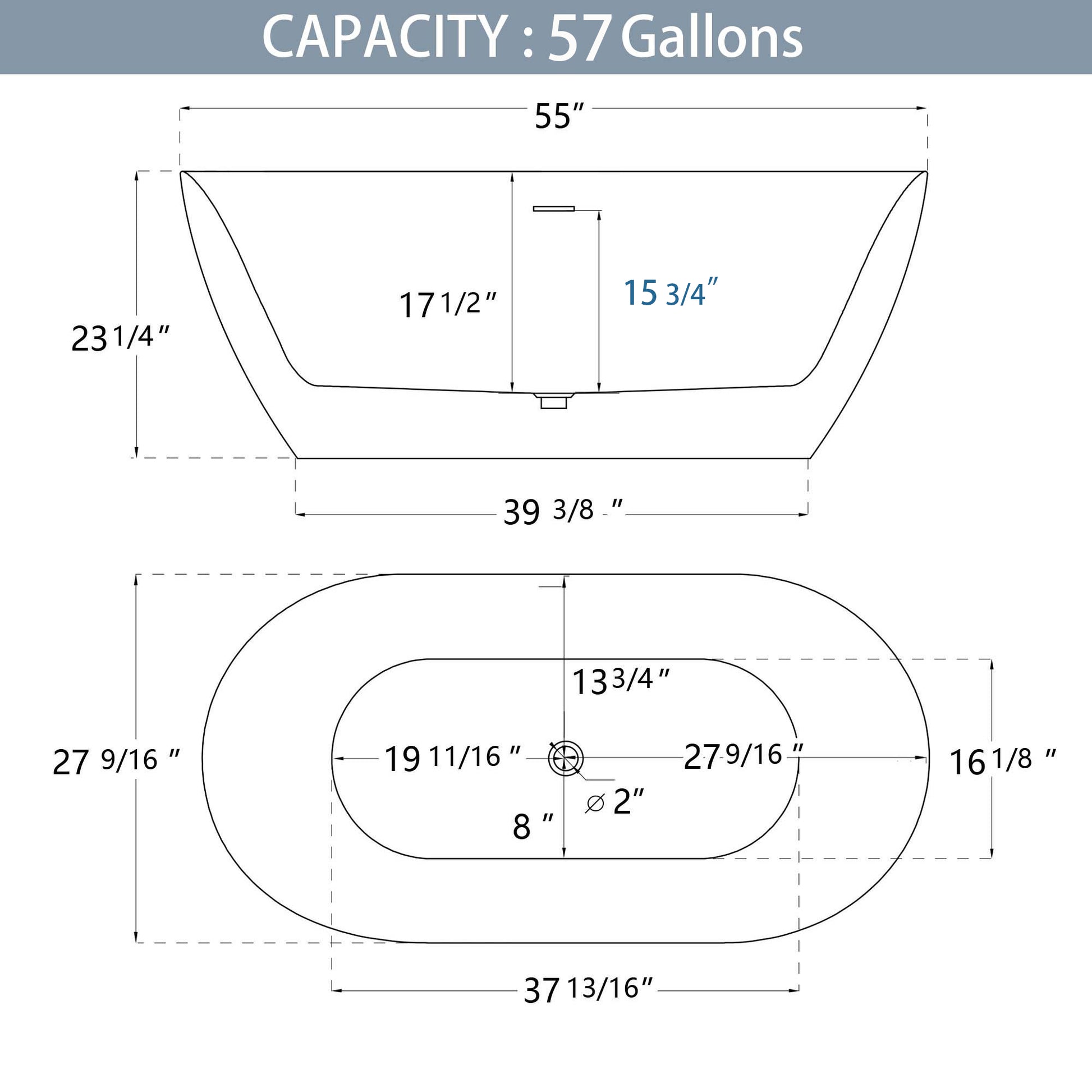 55" Acrylic Free Standing Tub Modern Oval Shape Soaking Tub Adjustable Freestanding Bathtub With Integrated Slotted Overflow And Chrome Pop Up Drain Anti Clogging Gloss White Gloss White Oval Bathroom Freestanding Tubs Polished Less Than 59 In Modern