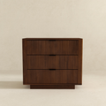 Lola Walnut Nightstand 3 Drawer Brown,Walnut Brown 3 Drawers Bedroom Bedside Cabinet Mid Century Modern Solid Wood Walnut Finish Solid Wood